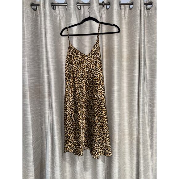 Vintage Gillian O'malley Cheetah Leopard Print Satin Slip Dress Medium - Picture 3 of 5